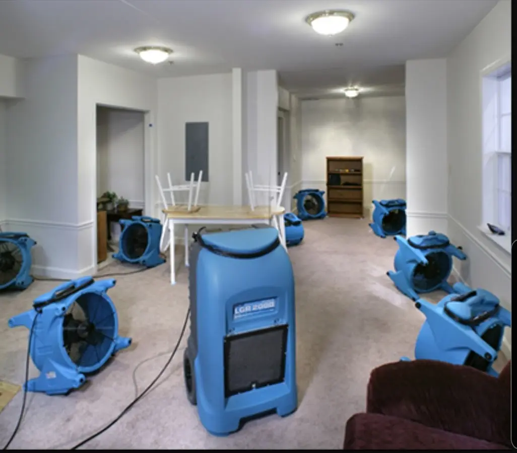 Air movers and dehumidifier setup for Water Damage Restoration in Sans Souci